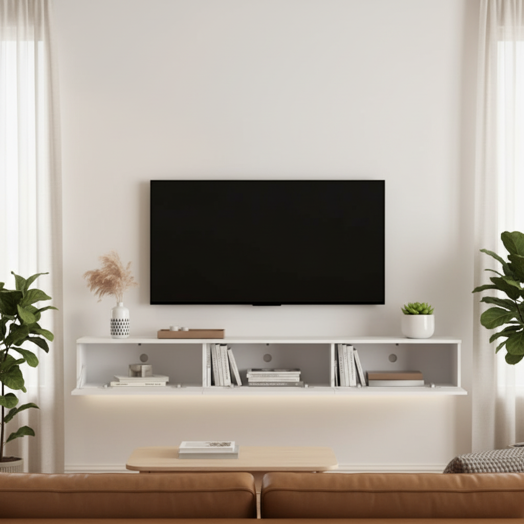 White TV Stand - Flat Wall