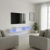 White TV Stand - Two Sofas Close-Up