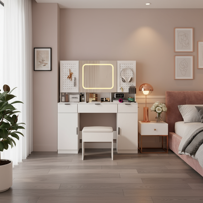 White Vanity Blush Pink