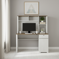 White & Wood Desk - No Wire - Centered
