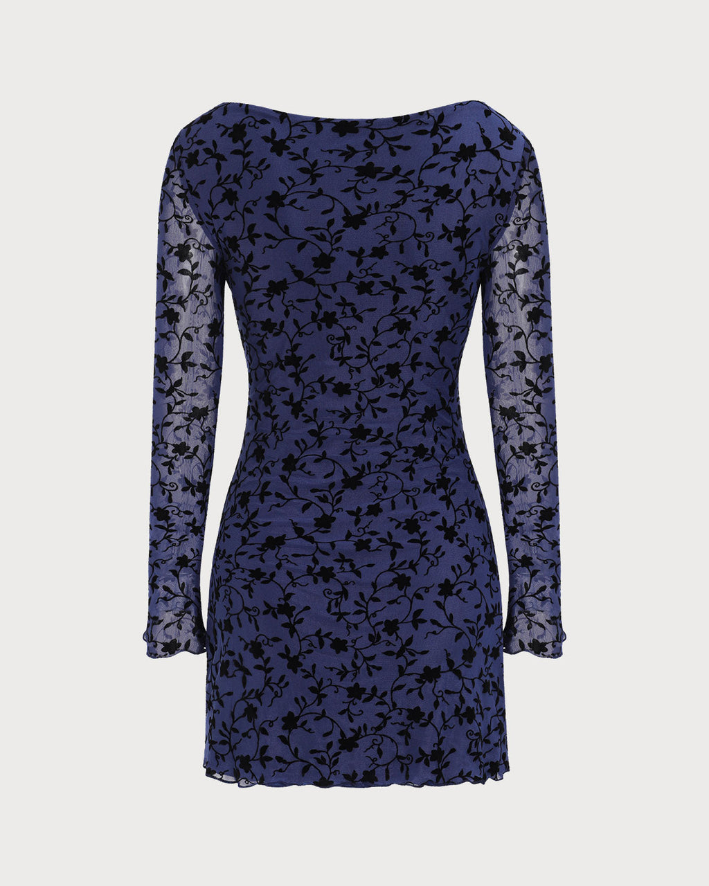 Sapphire See-Through Long Sleeve Mini Dress