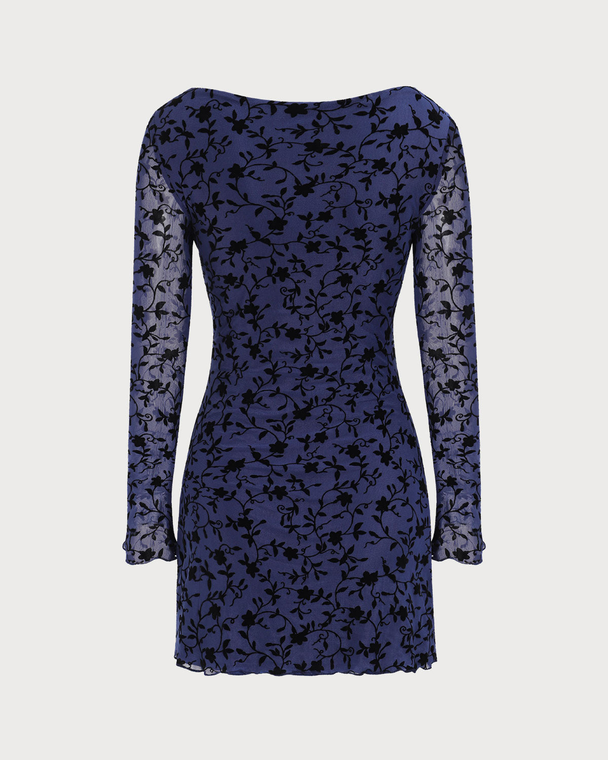 Sapphire See-Through Long Sleeve Mini Dress
