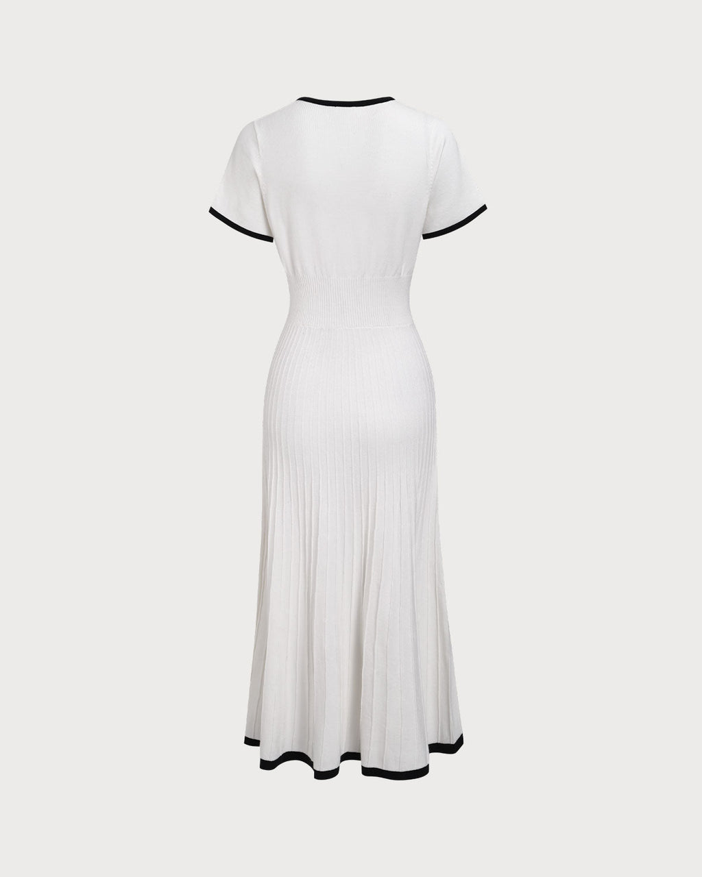 Polar Contrasting Sweater Midi Dress In White