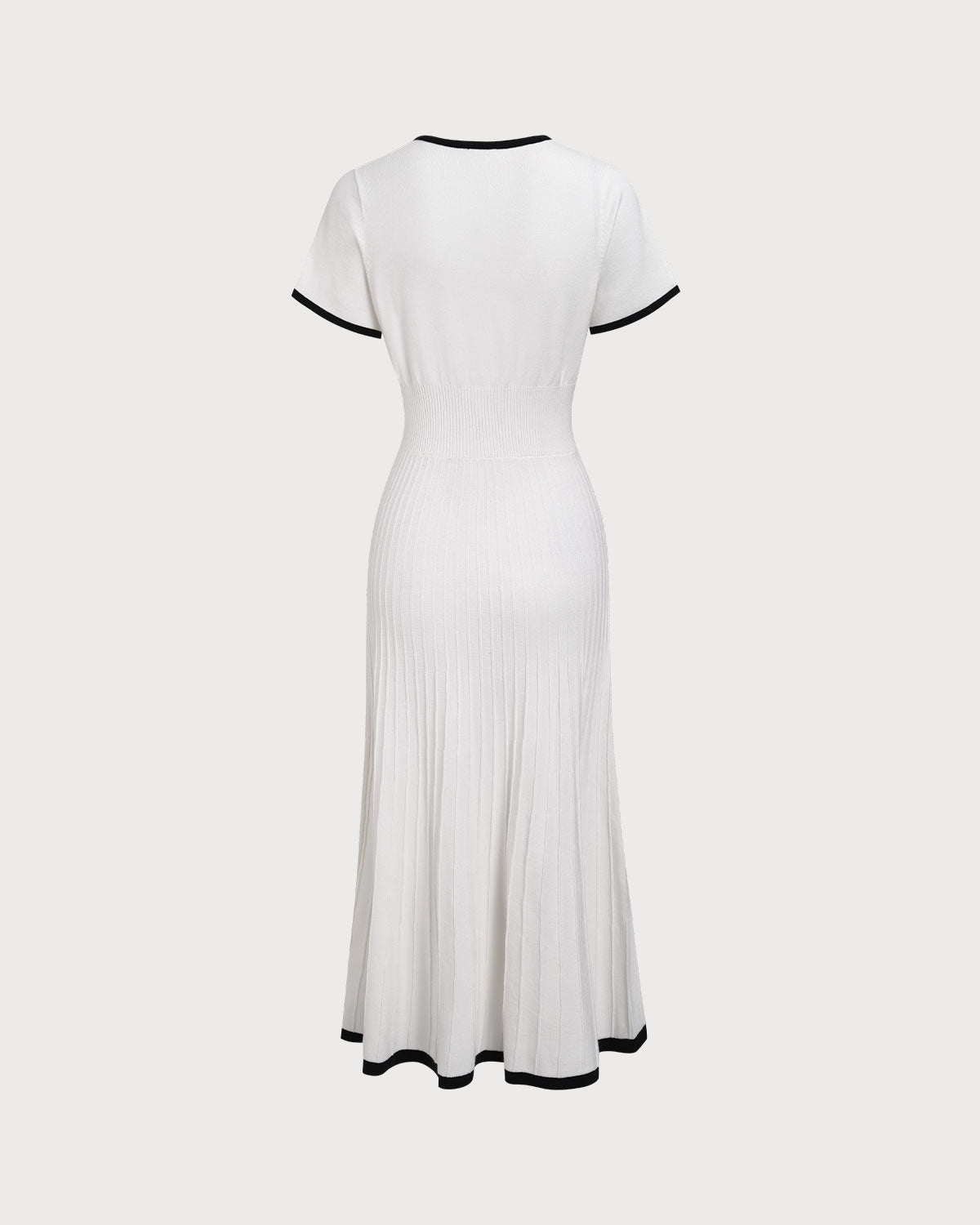 Polar Contrasting Sweater Midi Dress In White