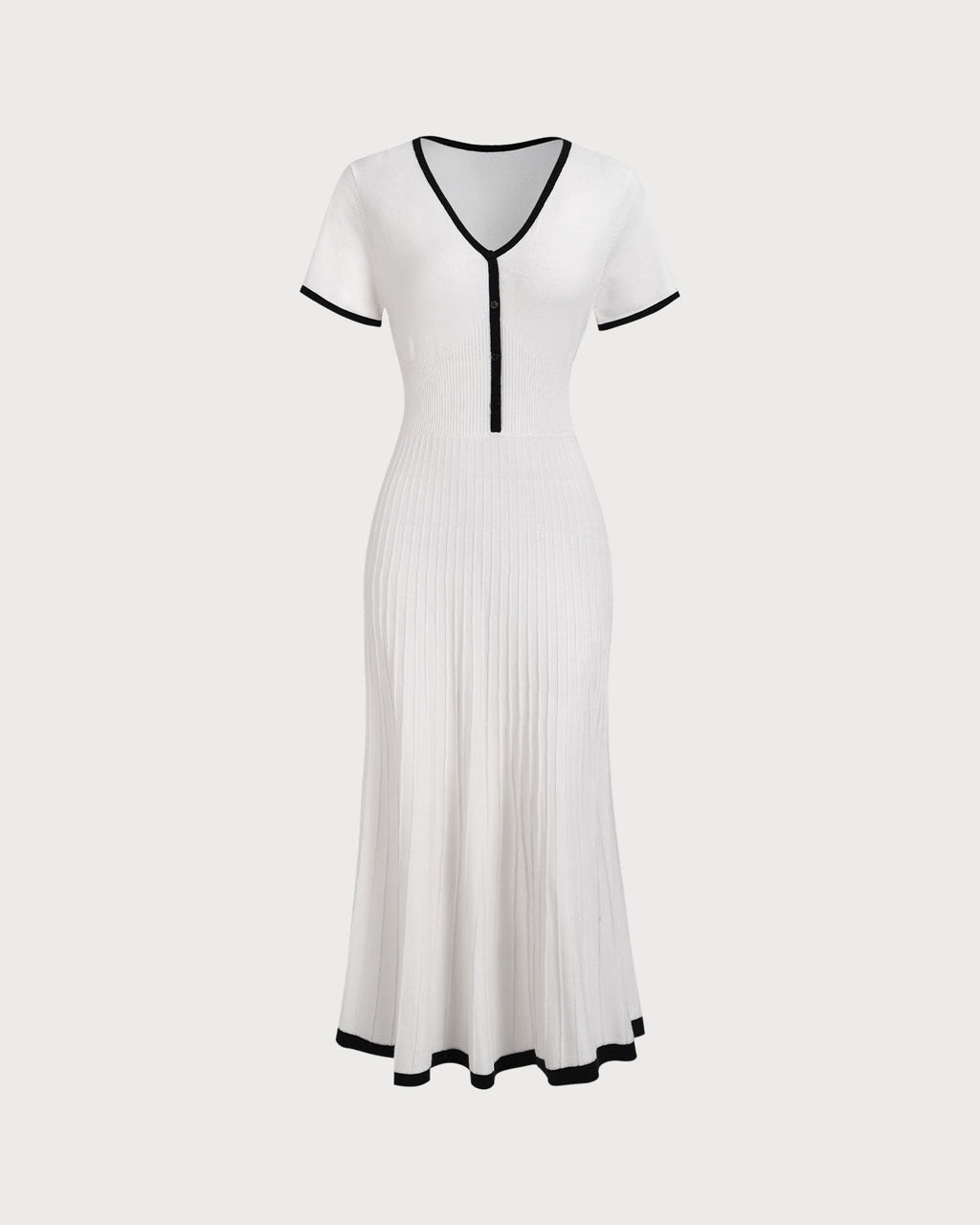 Polar Contrasting Sweater Midi Dress In White
