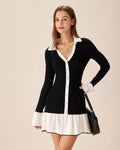 Obsidian Bell Sleeve Contrast Sweater Dress