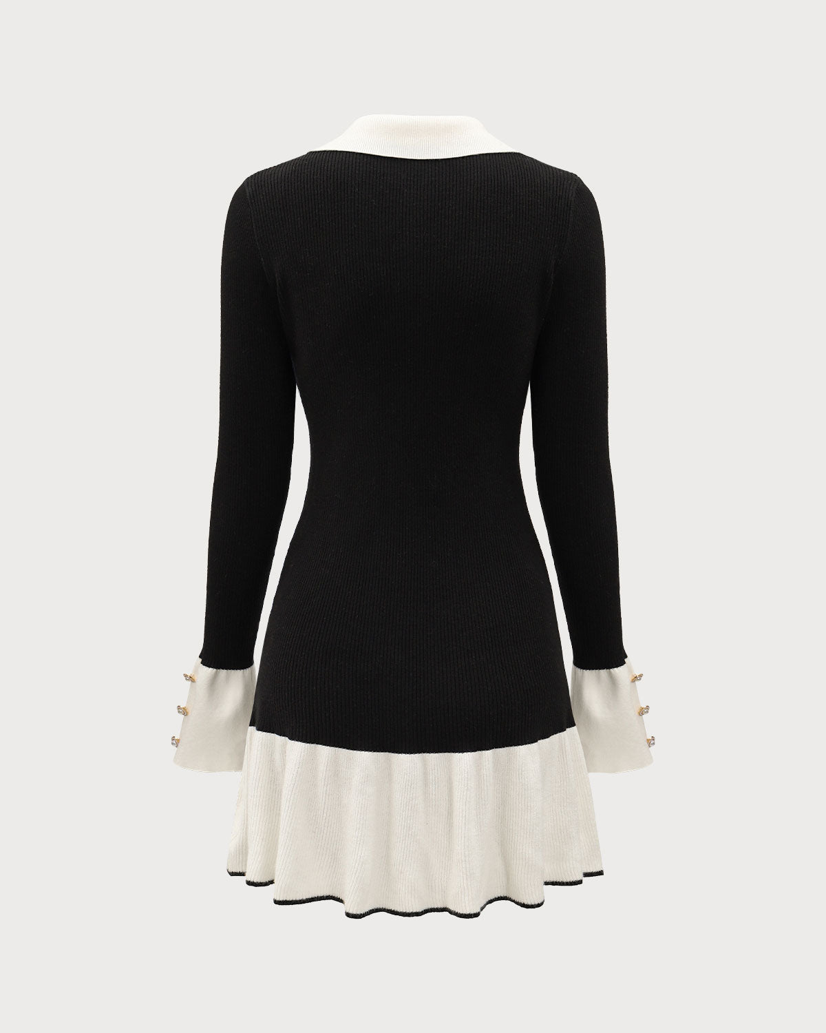 Obsidian Bell Sleeve Contrast Sweater Dress
