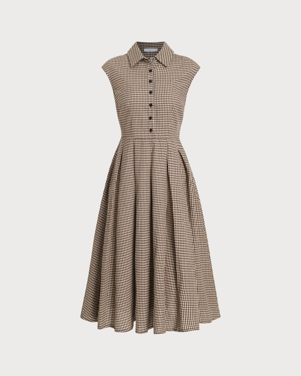 Hazel Plaid Button Chic Pleated Midi Dress