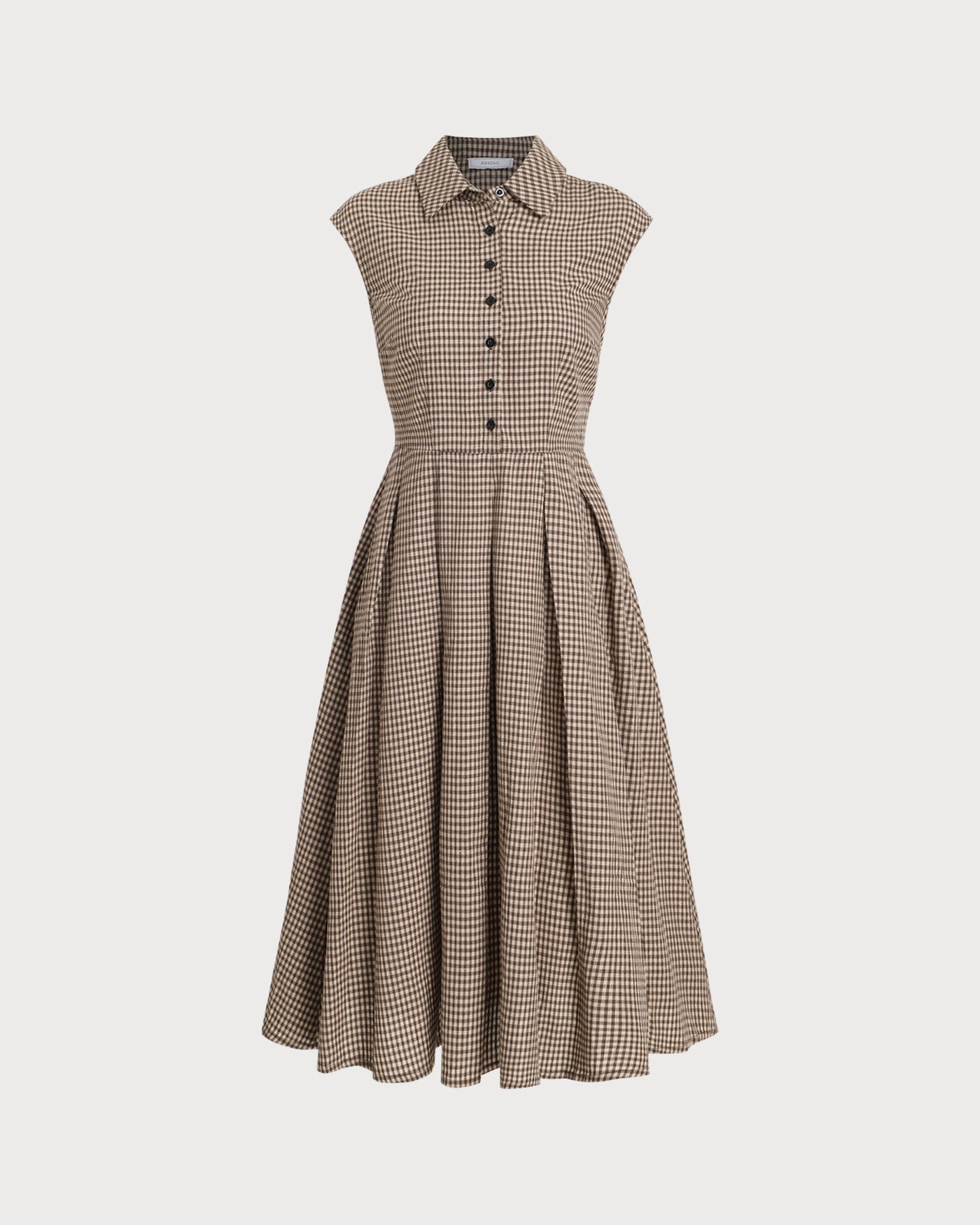 Hazel Plaid Button Chic Pleated Midi Dress