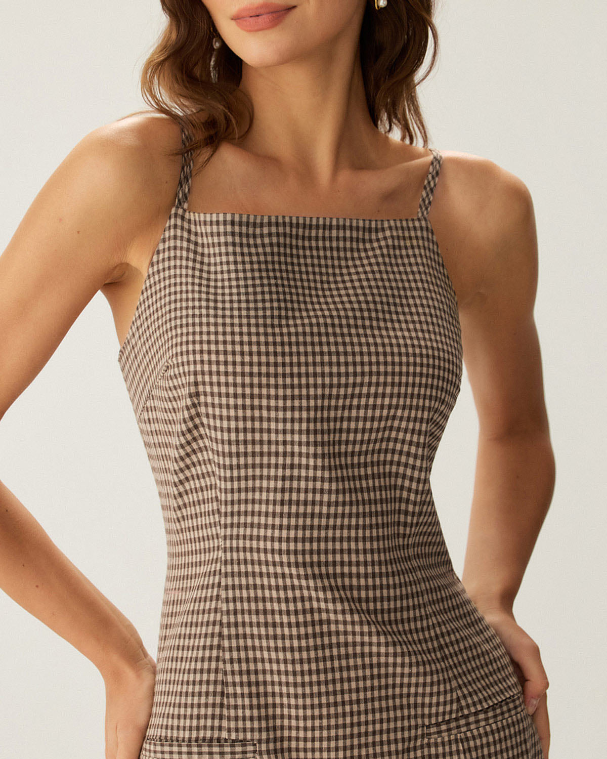 Stylish Hazel Gingham Slip Mini Dress