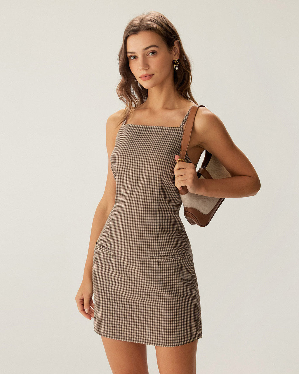 Stylish Hazel Gingham Slip Mini Dress