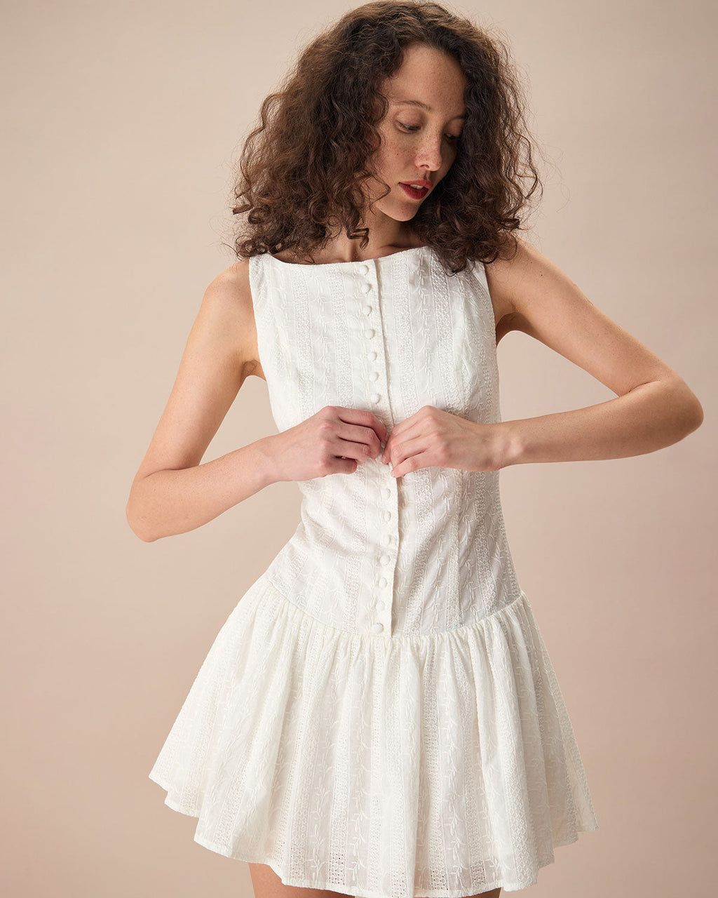 Sicily Pearl Cotton Mini Dress