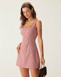 Cherry Gingham Square Neck Slip Mini Dress