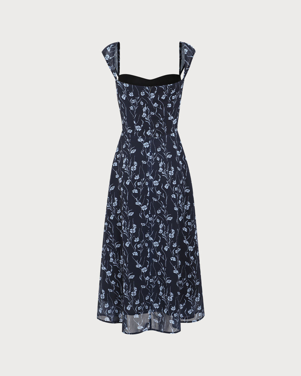 Fiery Floral Sweetheart Neck Midi Dress