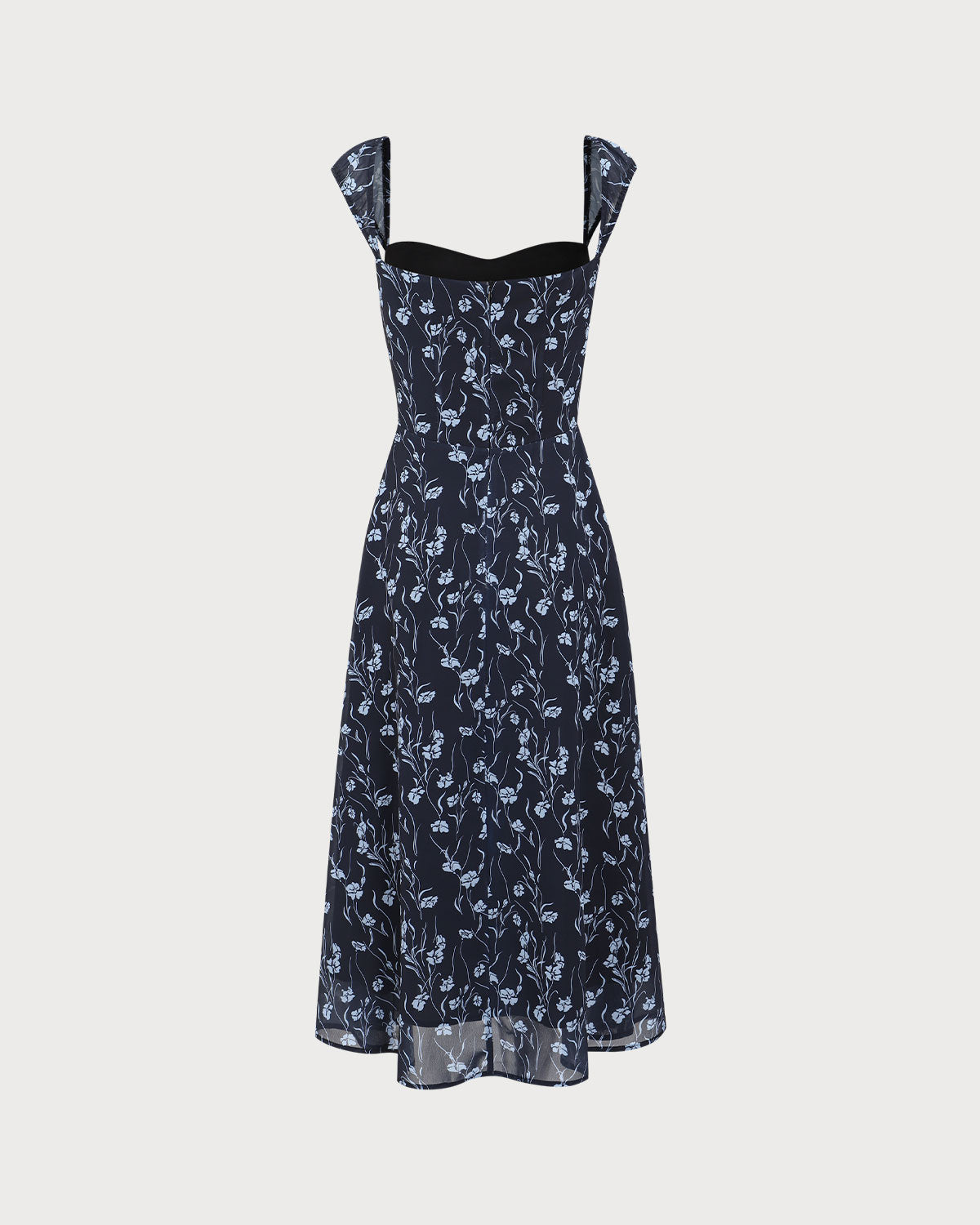 Fiery Floral Sweetheart Neck Midi Dress