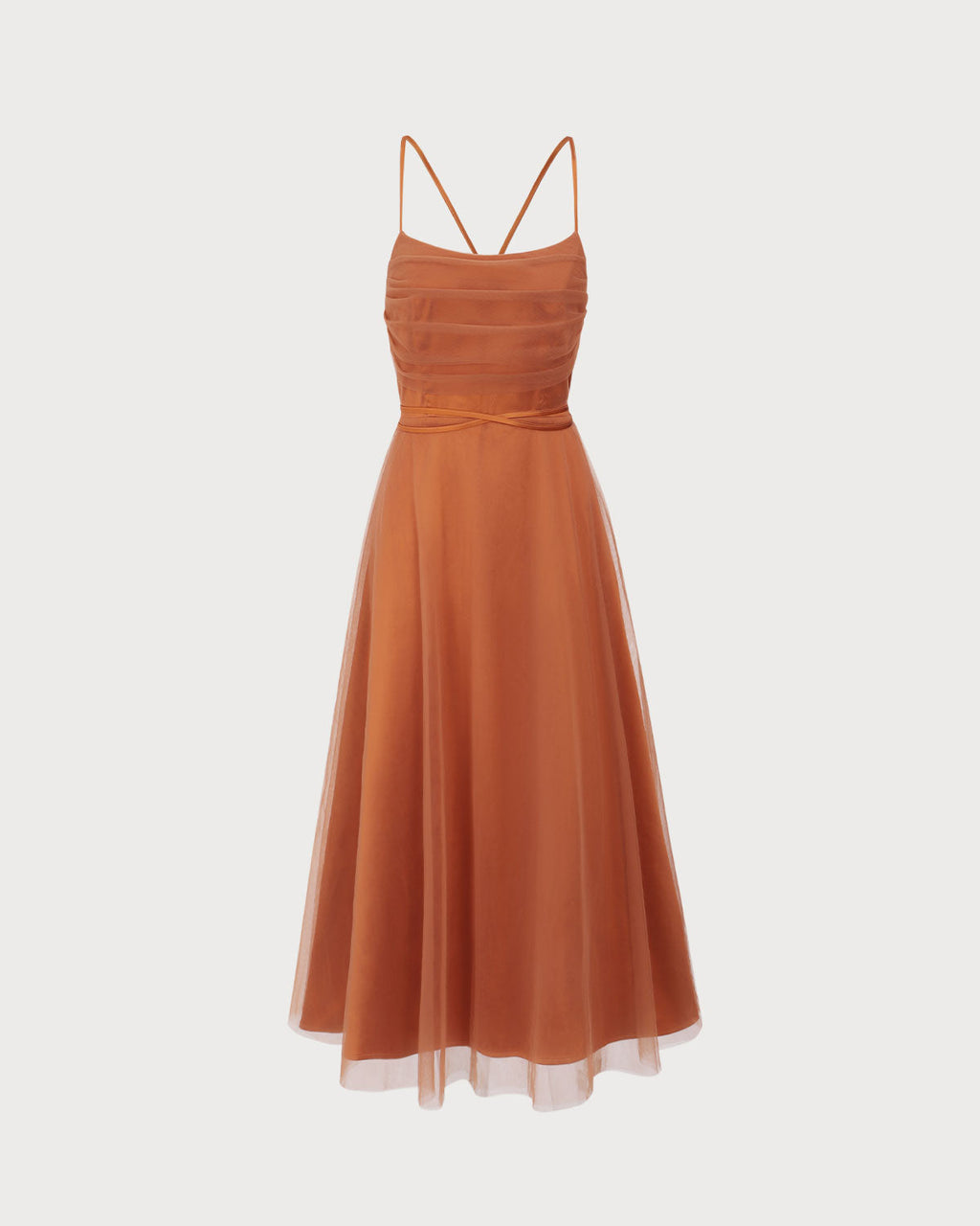 Caramel Dream Mesh Flowy Slip Midi Dress