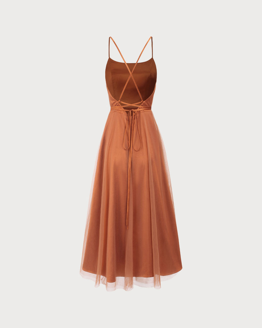 Caramel Dream Mesh Flowy Slip Midi Dress