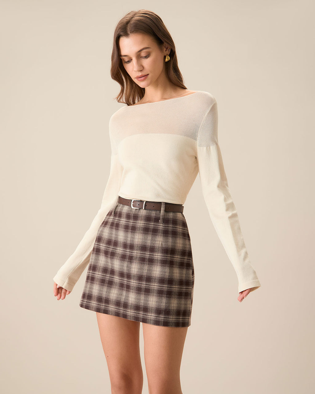 Classic Girl Plaid Straight Mini Skirt