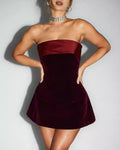 Stellar Wine Red Strapless Mini Cocktail Dress