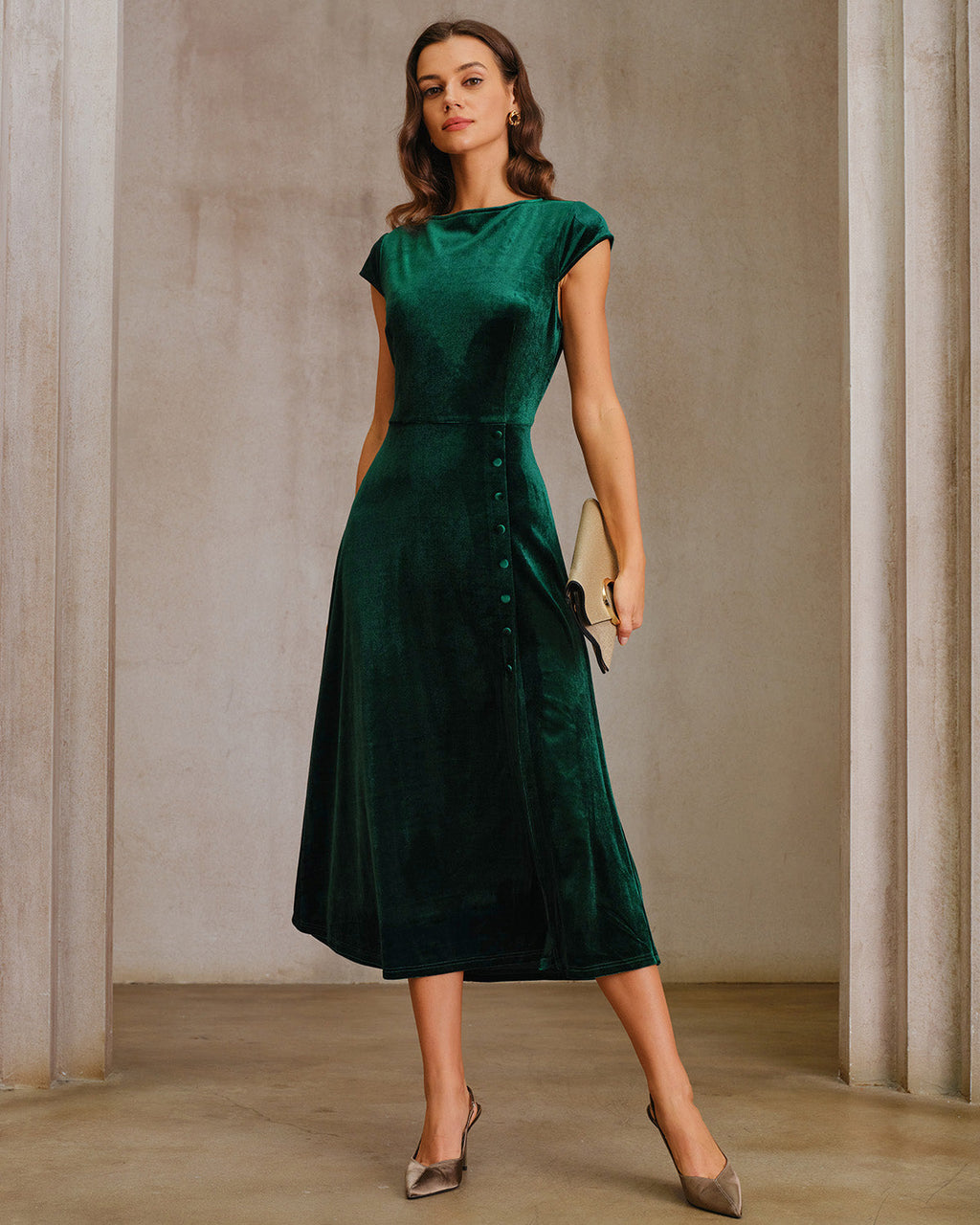 Classy & Elegant Velour Midi Dress