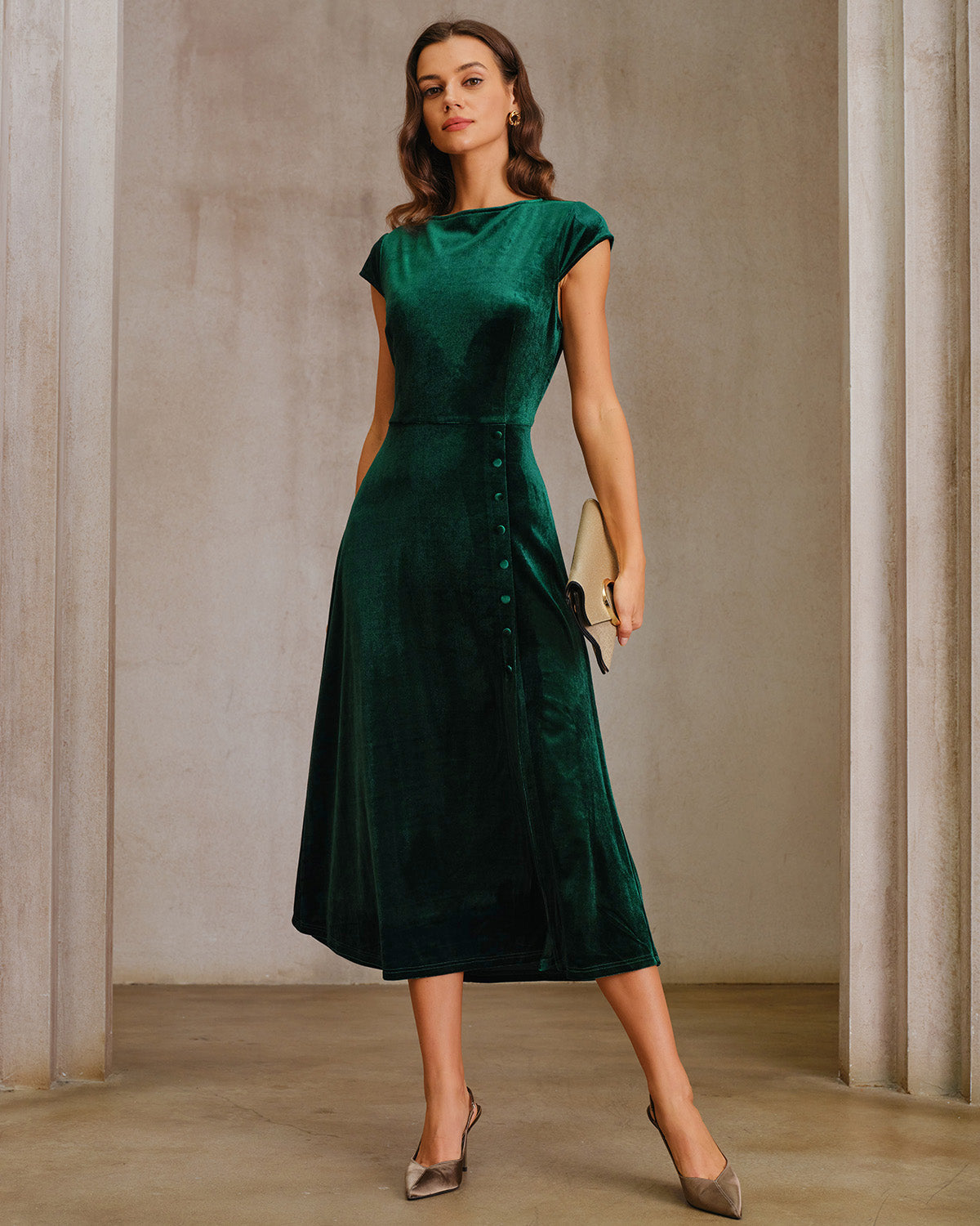 Classy & Elegant Velour Midi Dress