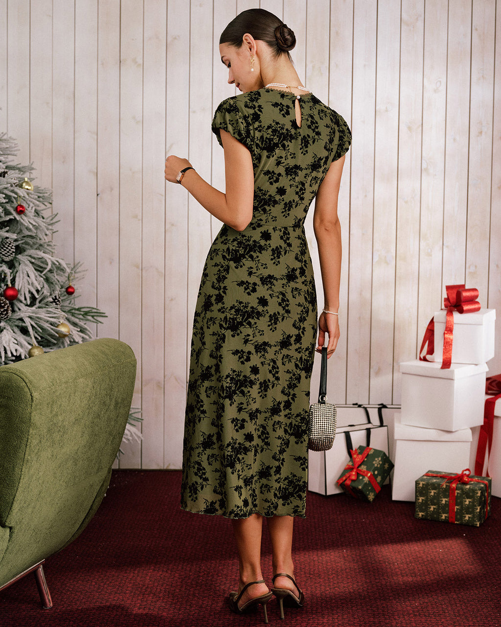 Breathable Floral Sleeve Summer Midi Dress