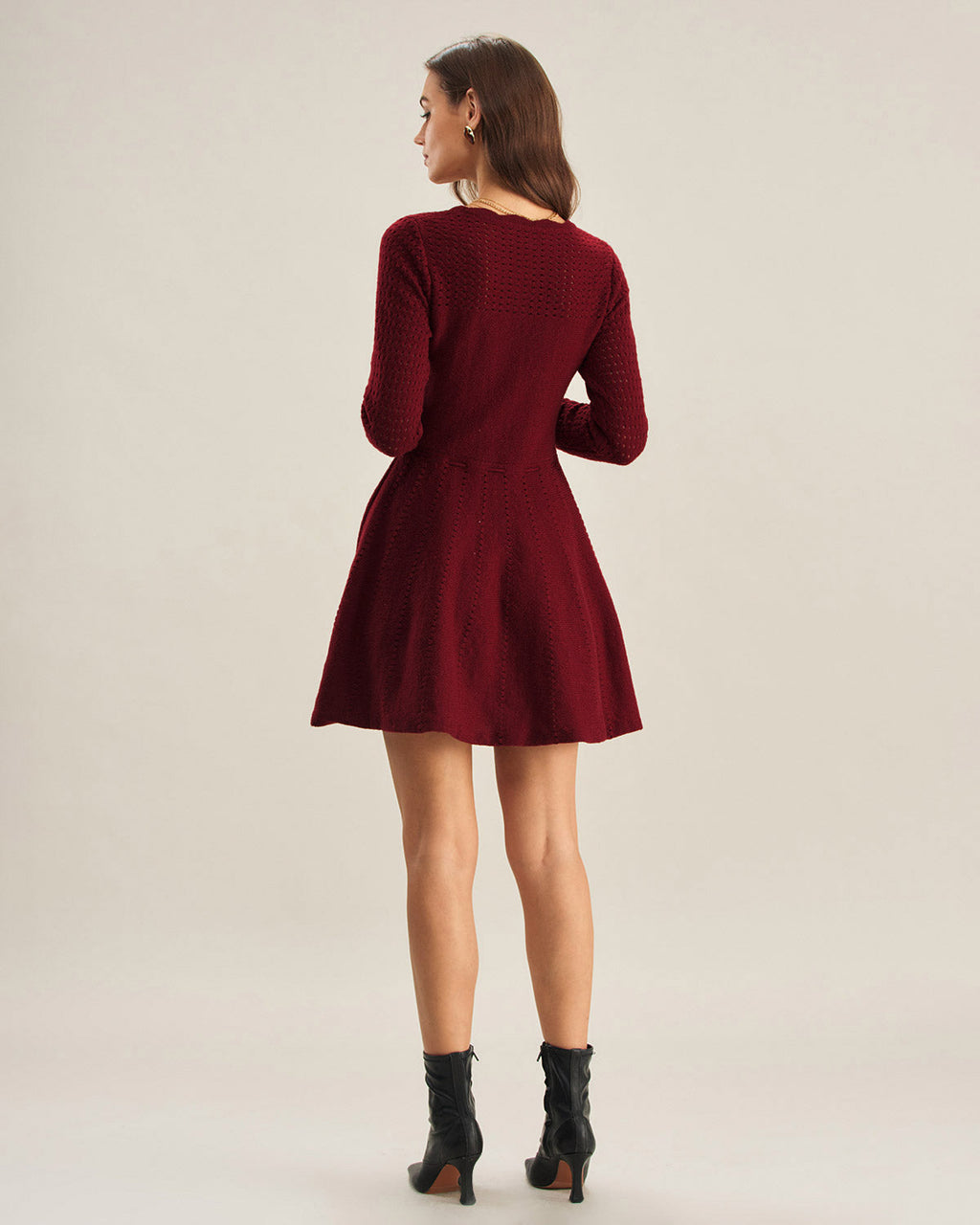 Chic Elegance Wine Red Sweater Dress