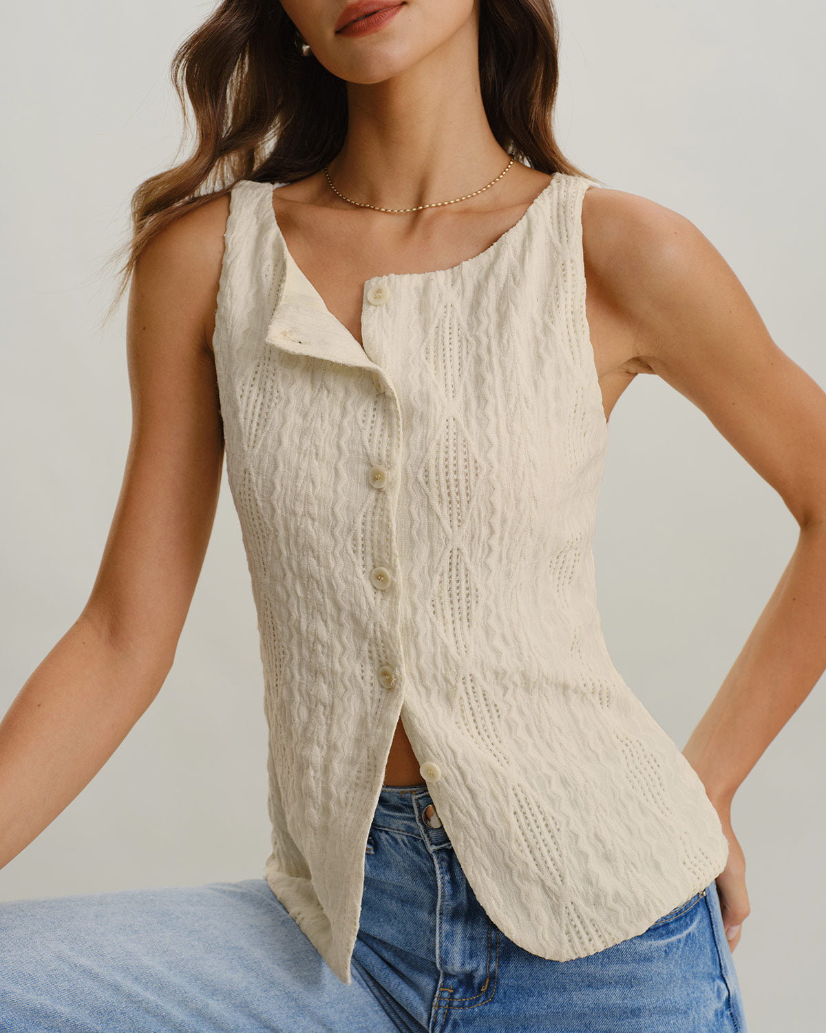 Molly Comfortable Button Tank Top