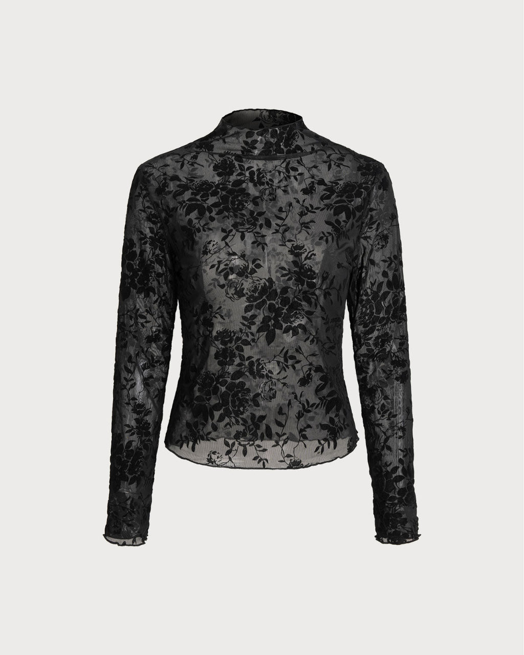 Dark Floral See-through Tee Top
