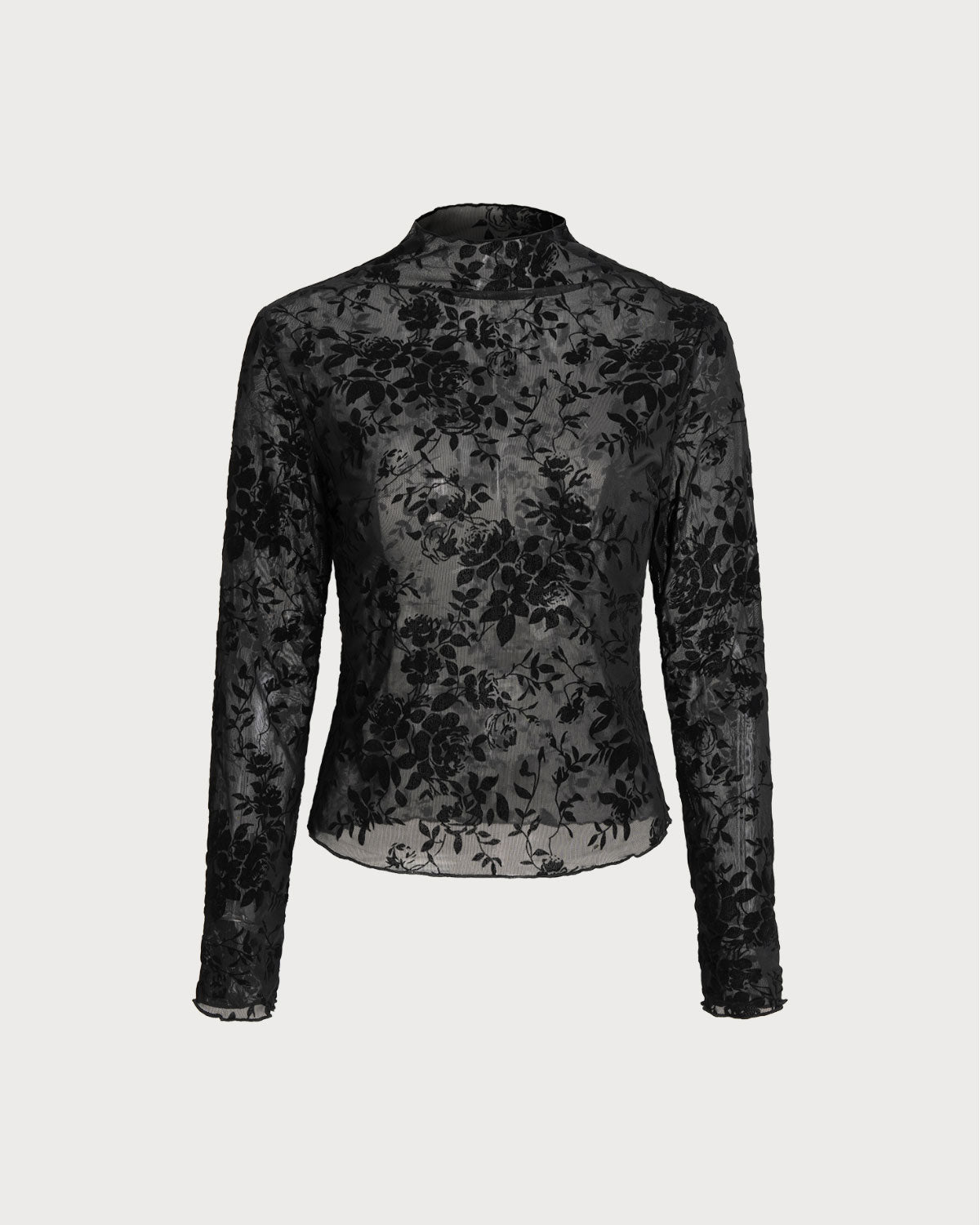 Dark Floral See-through Tee Top
