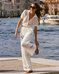 Juline Airy Floral Embroidery Pants