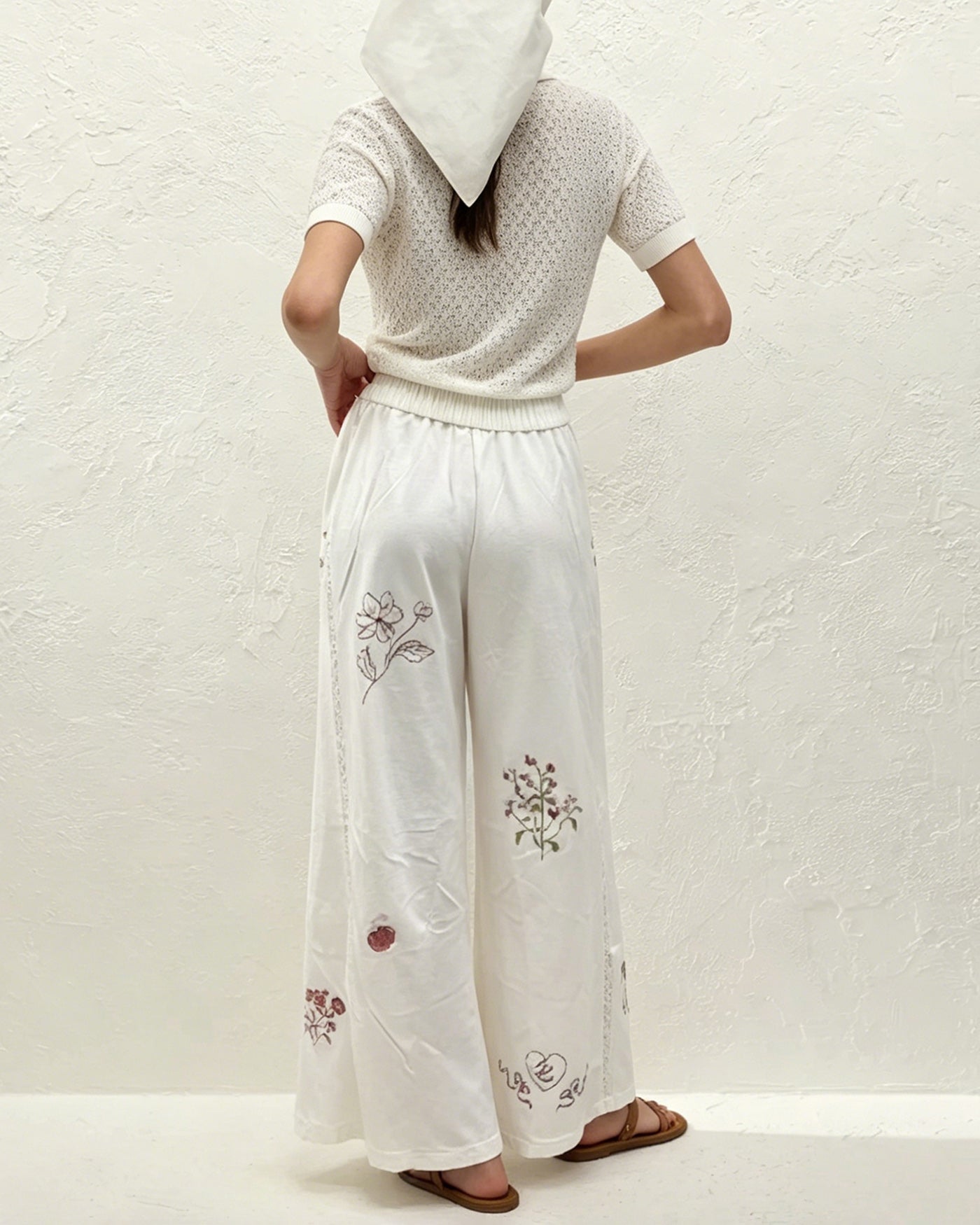 Juline Airy Floral Embroidery Pants