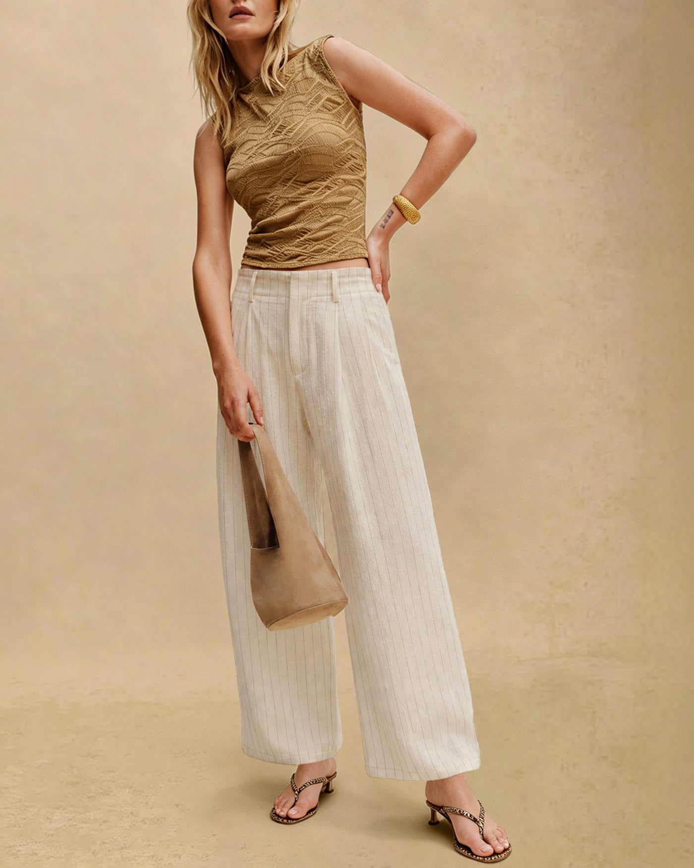 Timeless Elastic Waist Straight Pants With Pockets