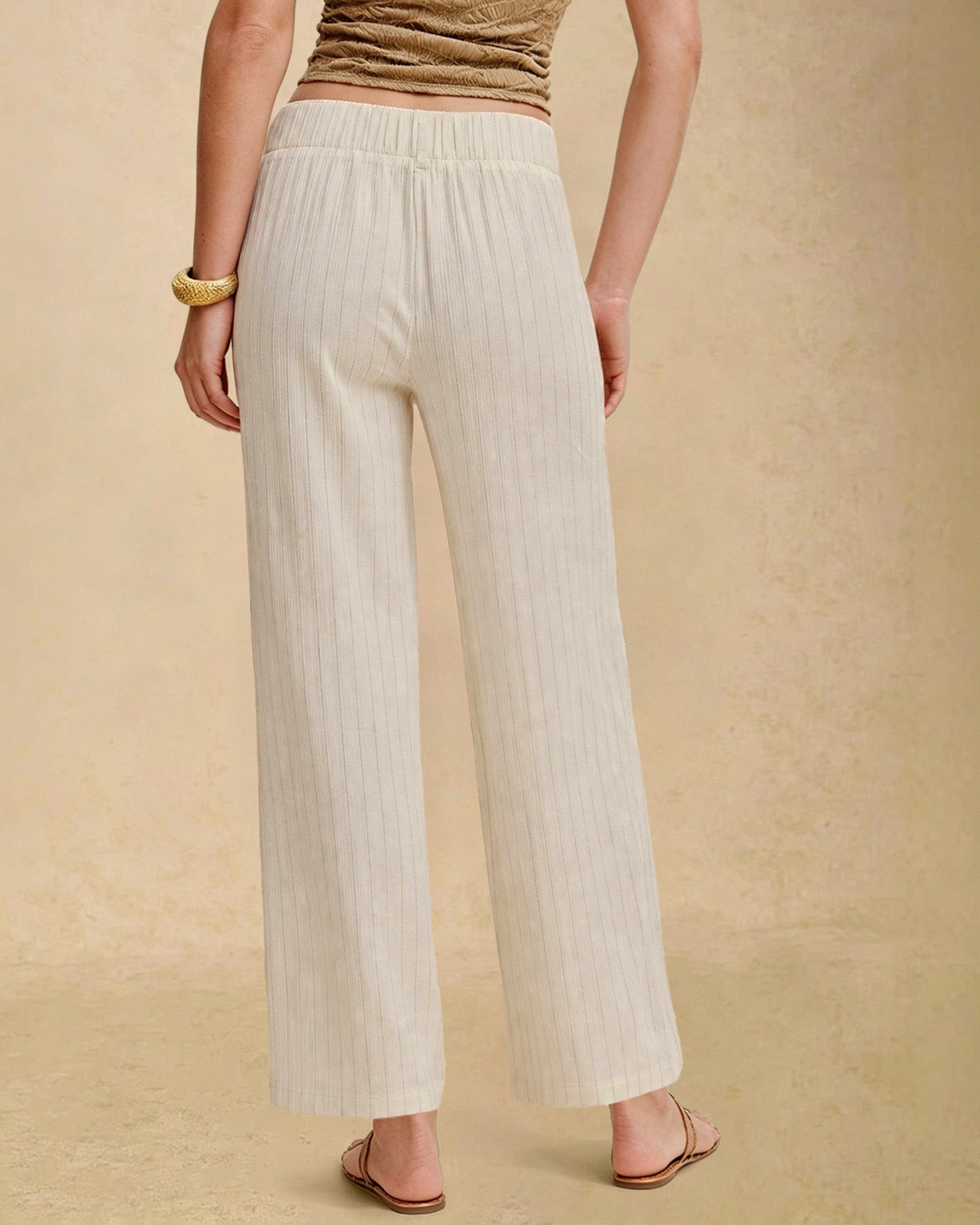 Timeless Elastic Waist Straight Pants With Pockets