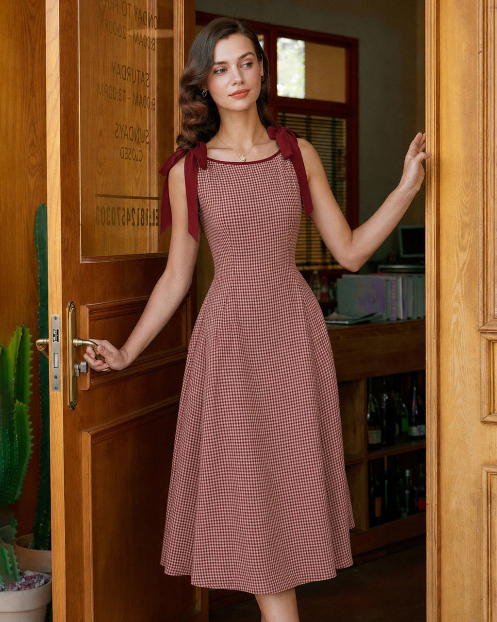 Golden Age Gingham A-Line Midi Dress