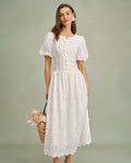 Daisy Fresh Floral Round Neck Midi Dress