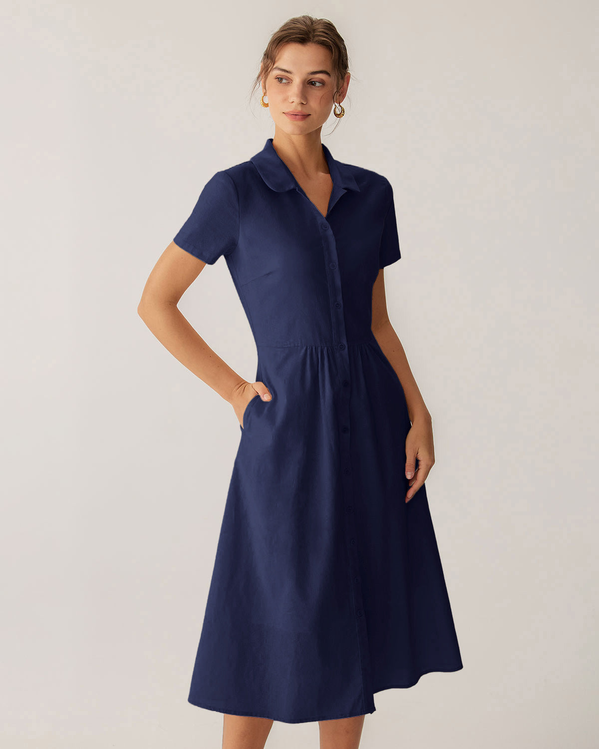 Martha Mature Pocket Short Sleeve Midi Dress