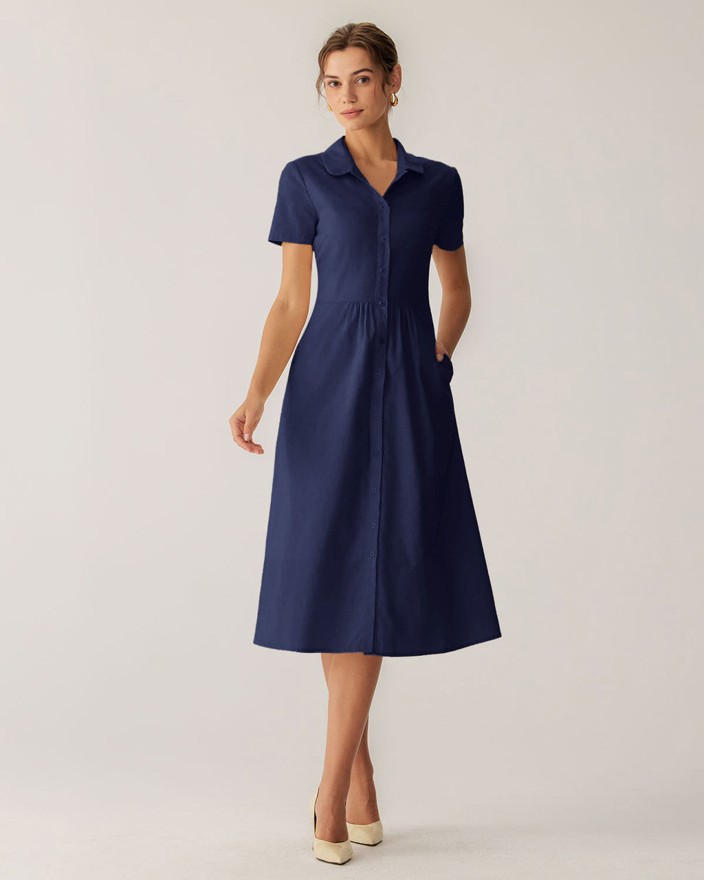 Martha Mature Pocket Short Sleeve Midi Dress