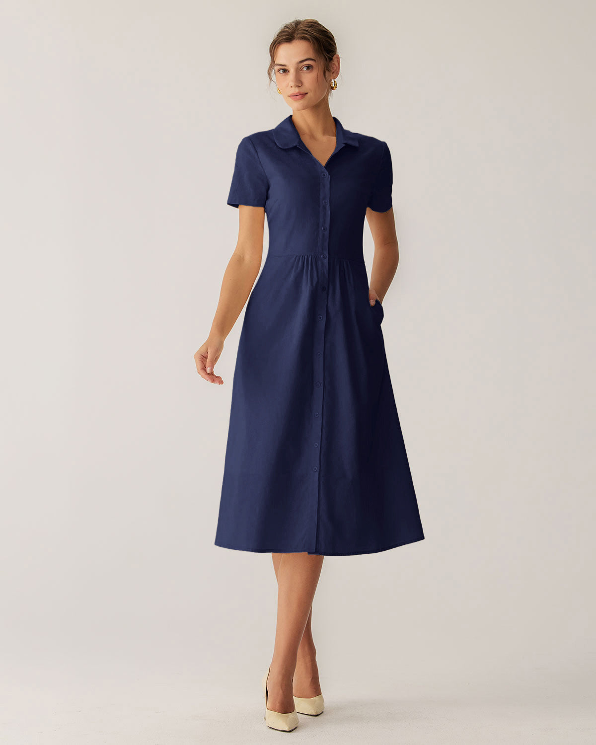 Martha Mature Pocket Short Sleeve Midi Dress