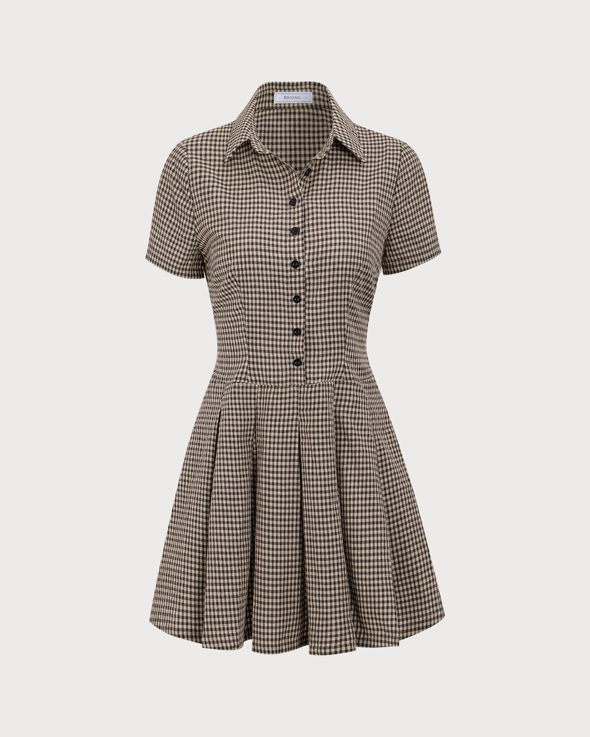 Hazel Plaid Lapel Classic Pleated Mini Dress