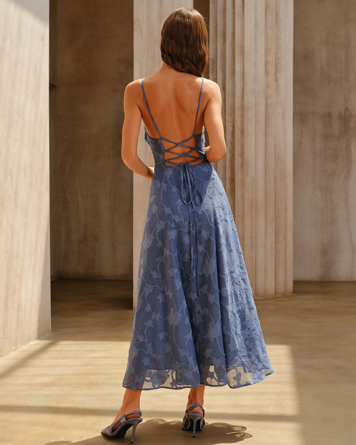 Tampa Jacquard Ruched Slip Maxi Dress