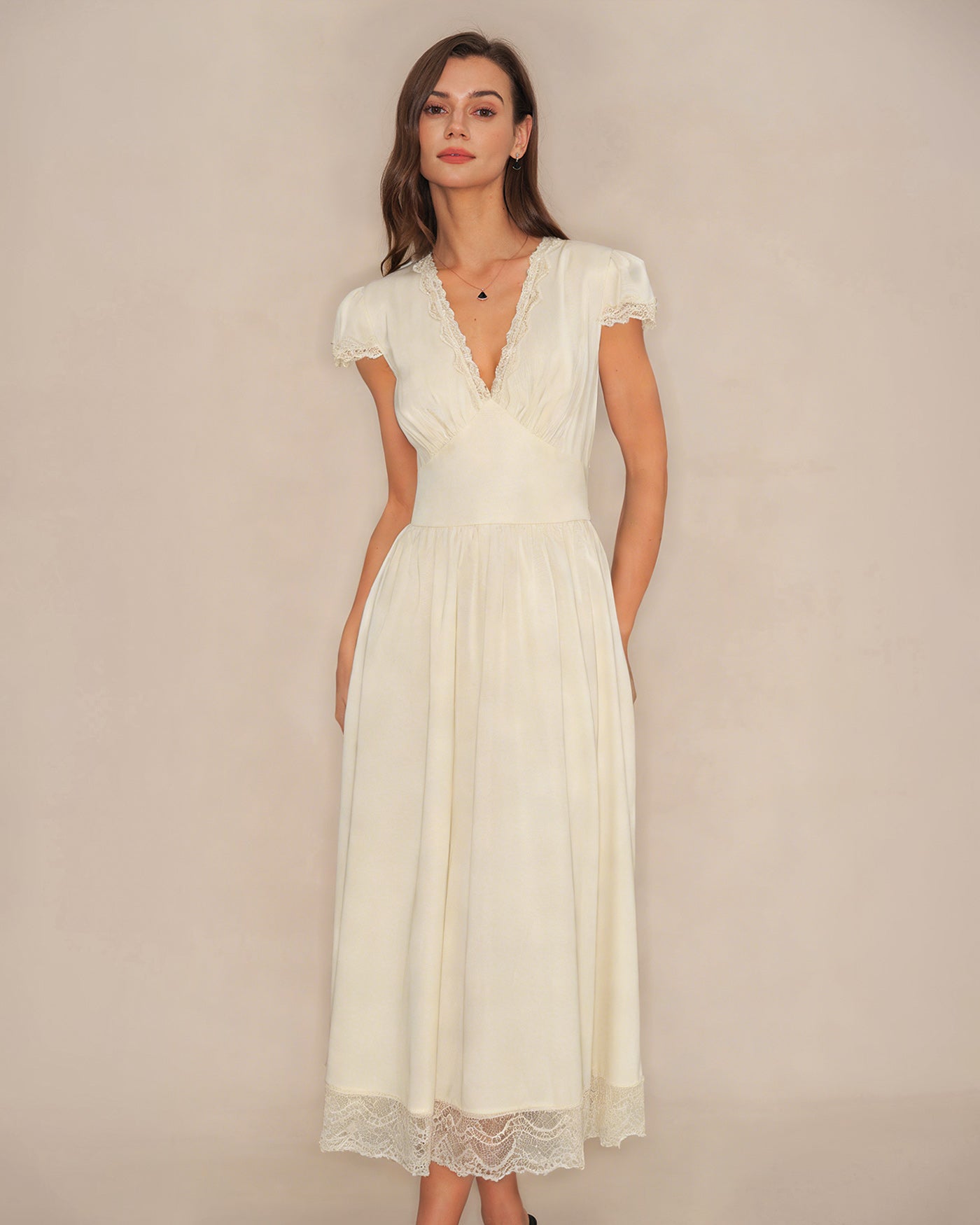 Petal Lace V-Neck Maxi Dress