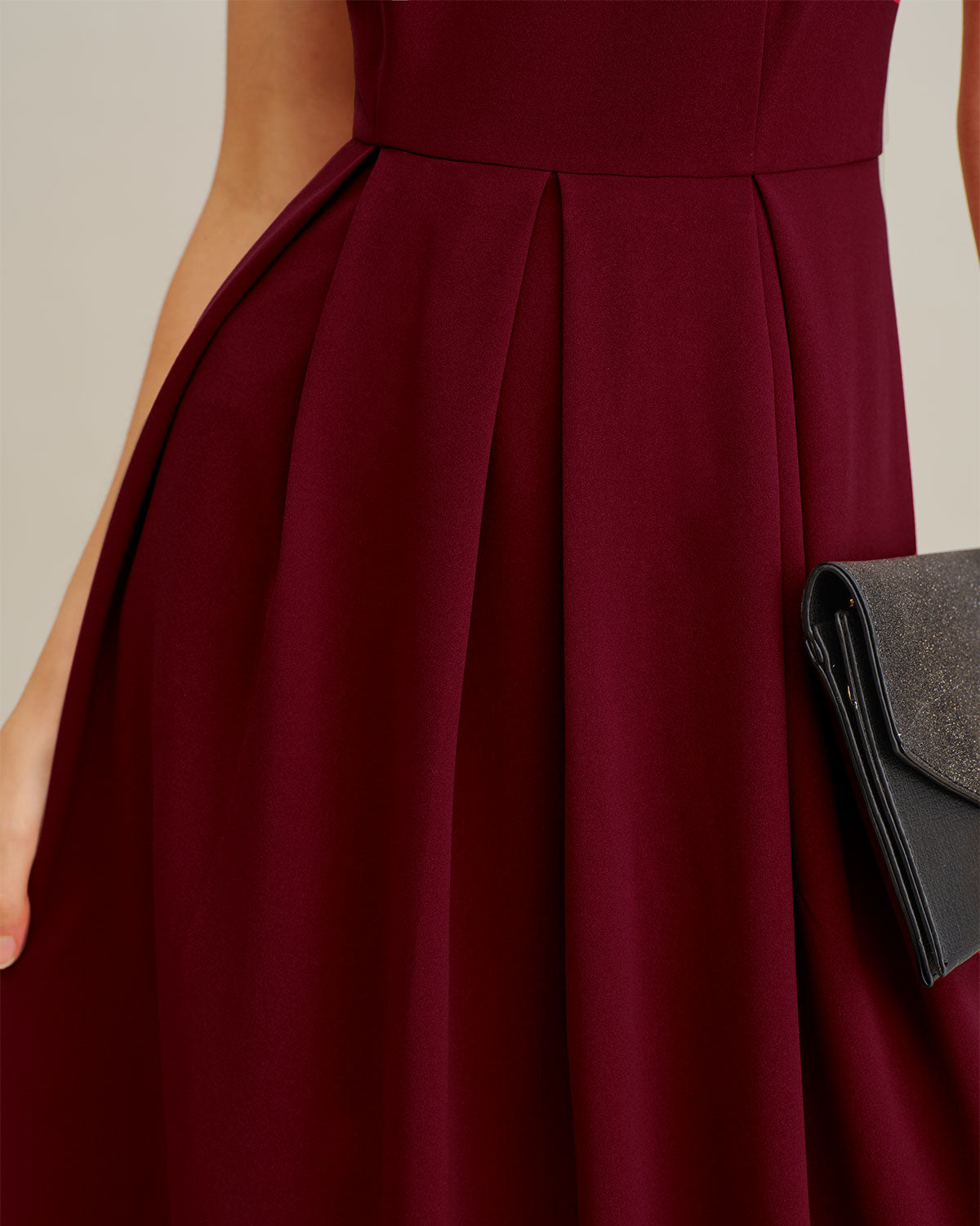 Deluxe Pleated Slip Maxi Dress In Red