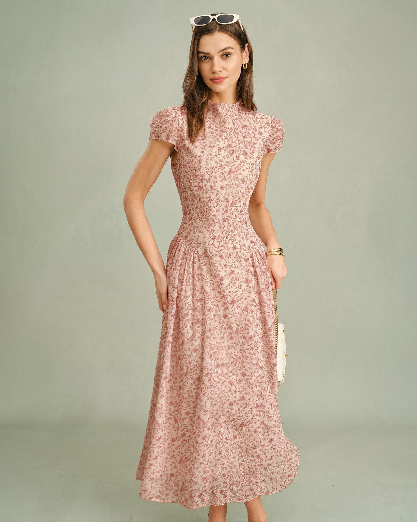 Selena Mock Neck Floral Maxi Dress