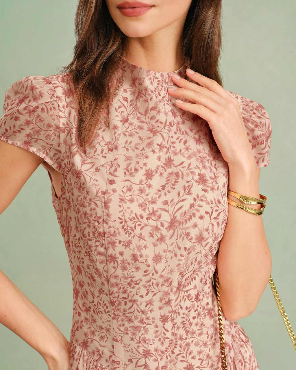 Selena Mock Neck Floral Maxi Dress