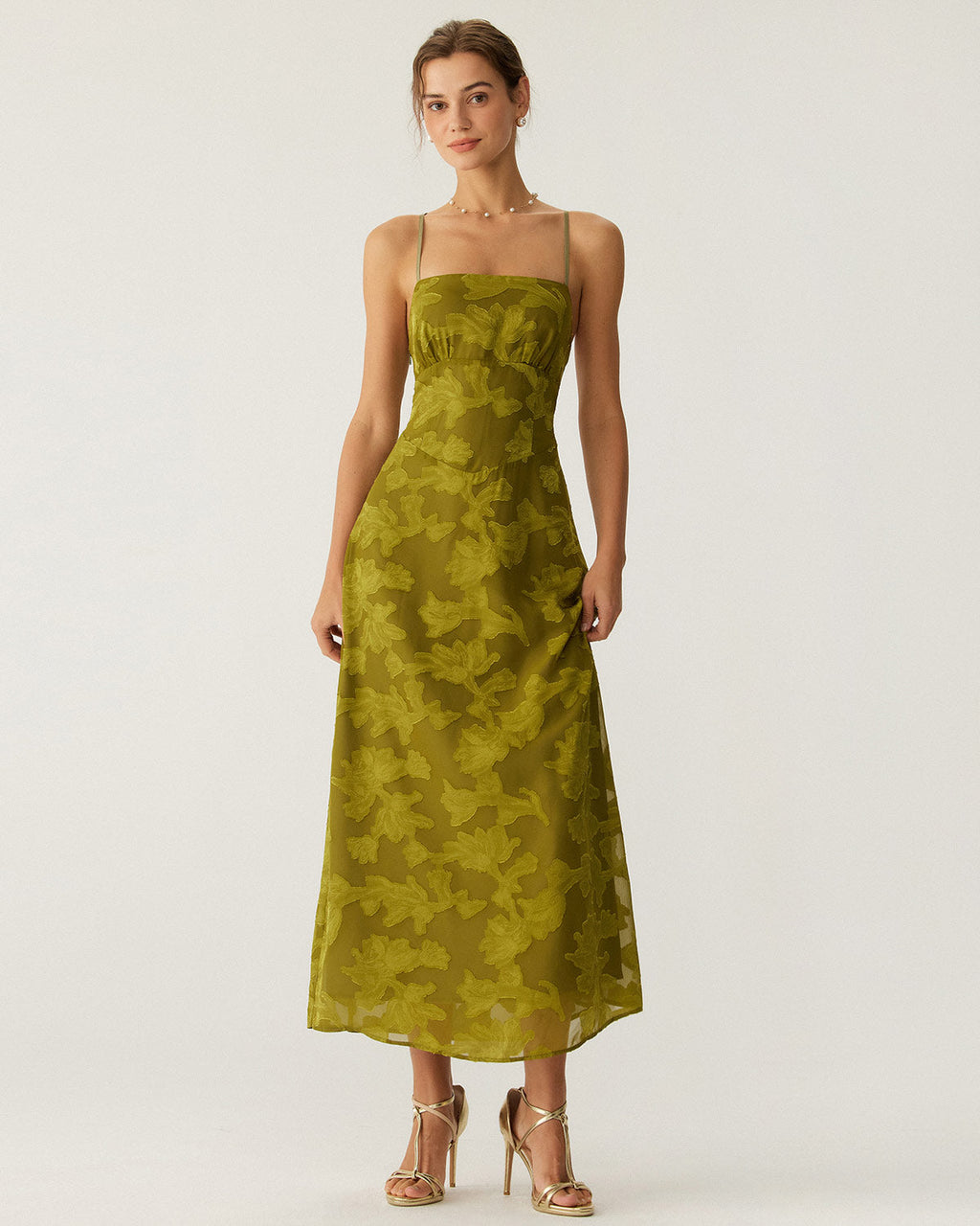 Emerald Floral Backless Slip Maxi Dress