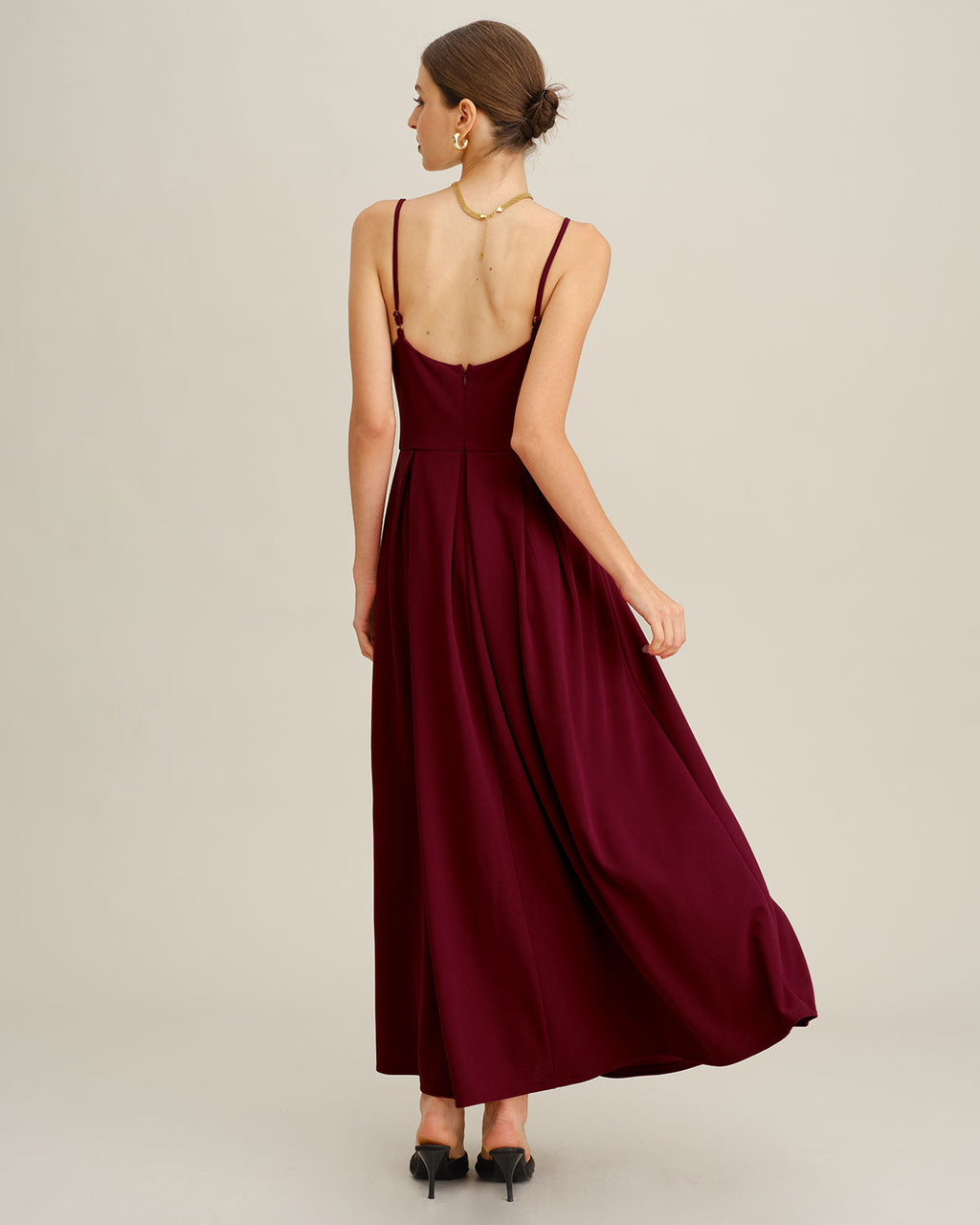 Deluxe Pleated Slip Maxi Dress In Red