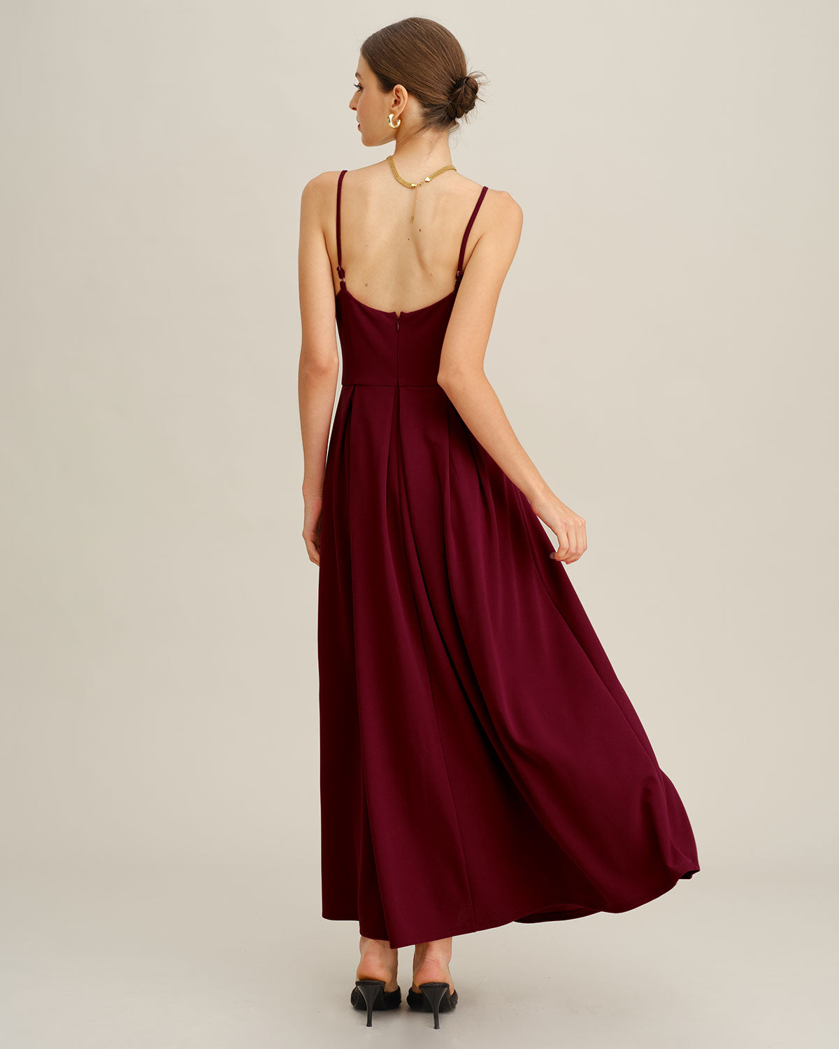 Deluxe Pleated Slip Maxi Dress In Red