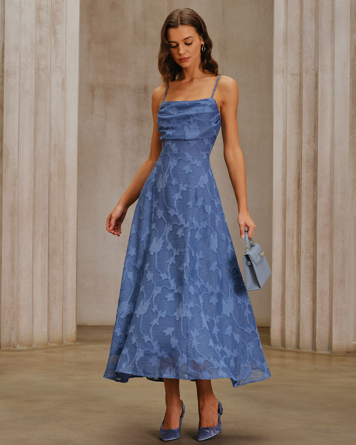 Tampa Jacquard Ruched Slip Maxi Dress