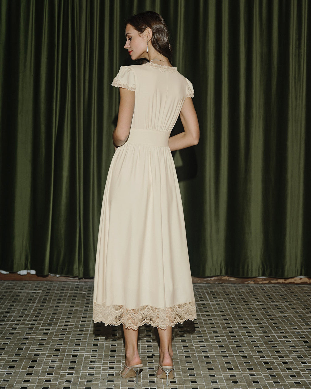 Petal Lace V-Neck Maxi Dress